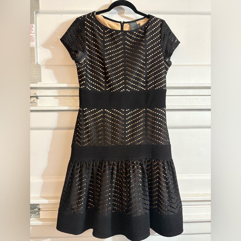 Gabby Skye Black Chevron Mini Dress